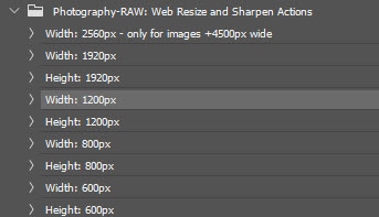 Resize and sharpening Photoshop actions by Photography Raw.
