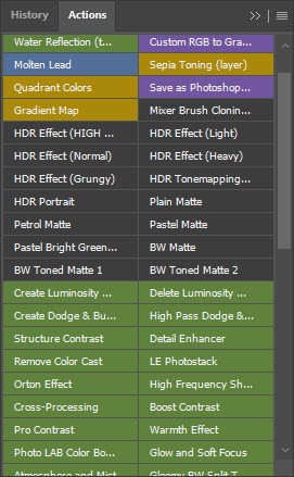 button mode for Photoshop actions